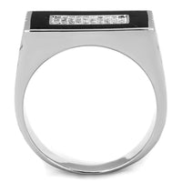 TS220 - Rhodium 925 Sterling Silver Ring with AAA Grade CZ  in Clear