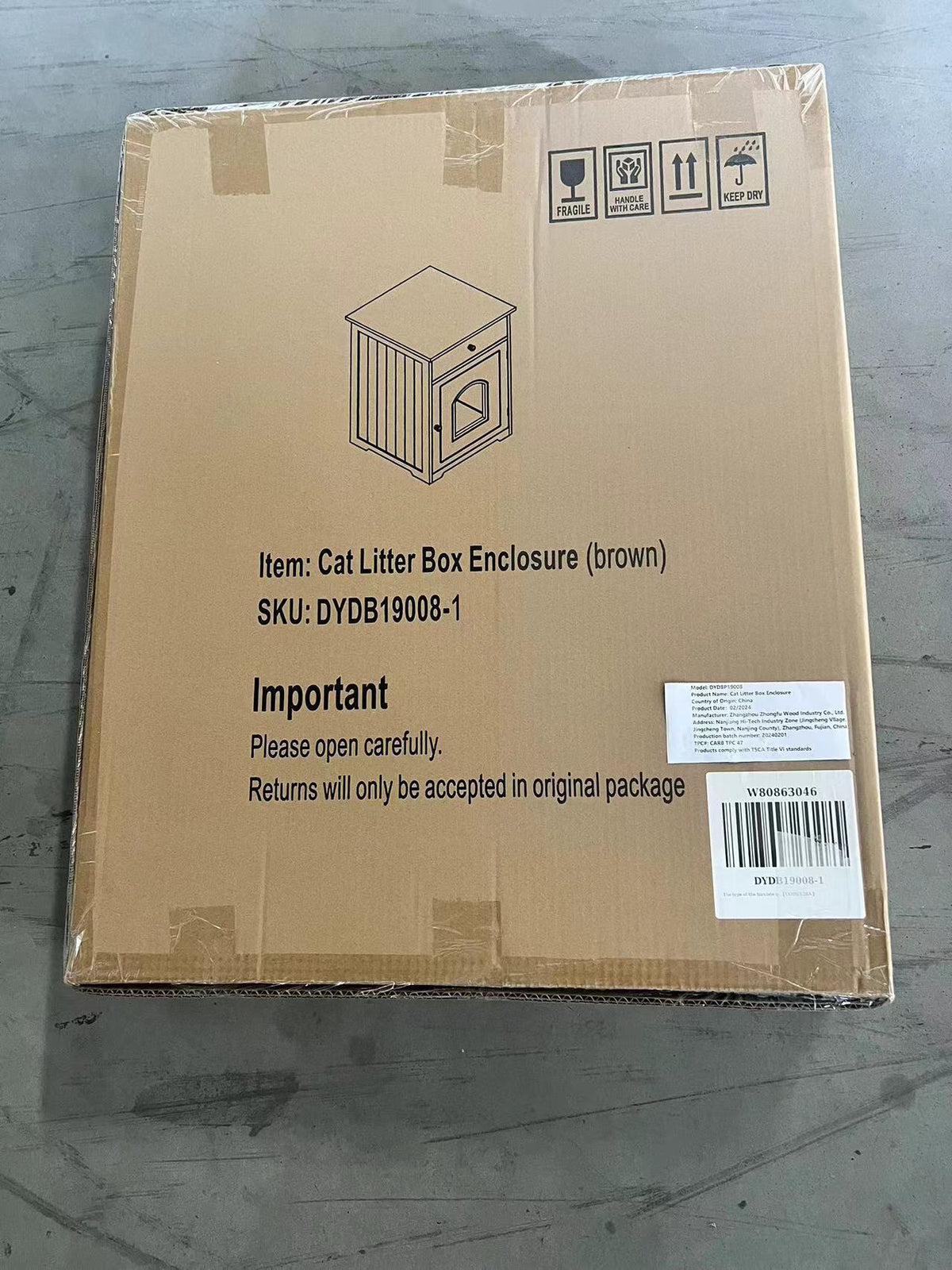 Wooden Cat Litter Box Enclosure with Drawer – MDF Pet House Side Table