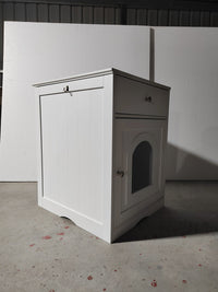 Wooden Cat Litter Box Enclosure with Drawer – MDF Pet House Side Table