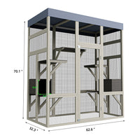Gray Wooden Outdoor Catio Pet Enclosure – Waterproof Cat House & Small