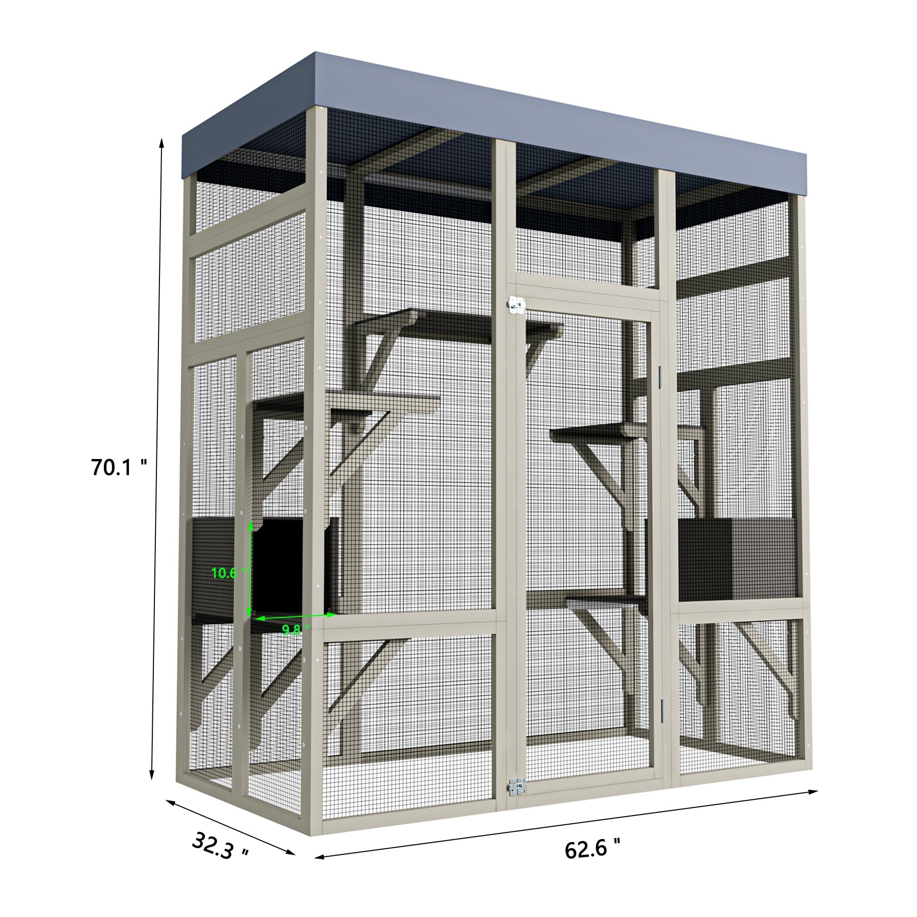 Gray Wooden Outdoor Catio Pet Enclosure – Waterproof Cat House & Small