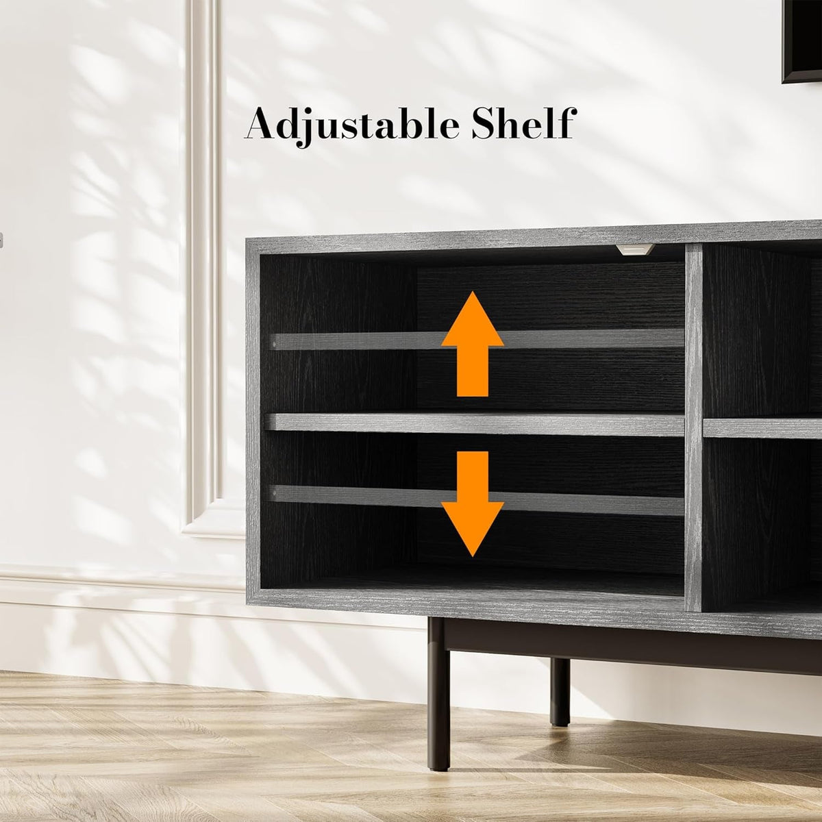 Modern Solid Wood TV Stand For 70 To 75 Inch TVs Black