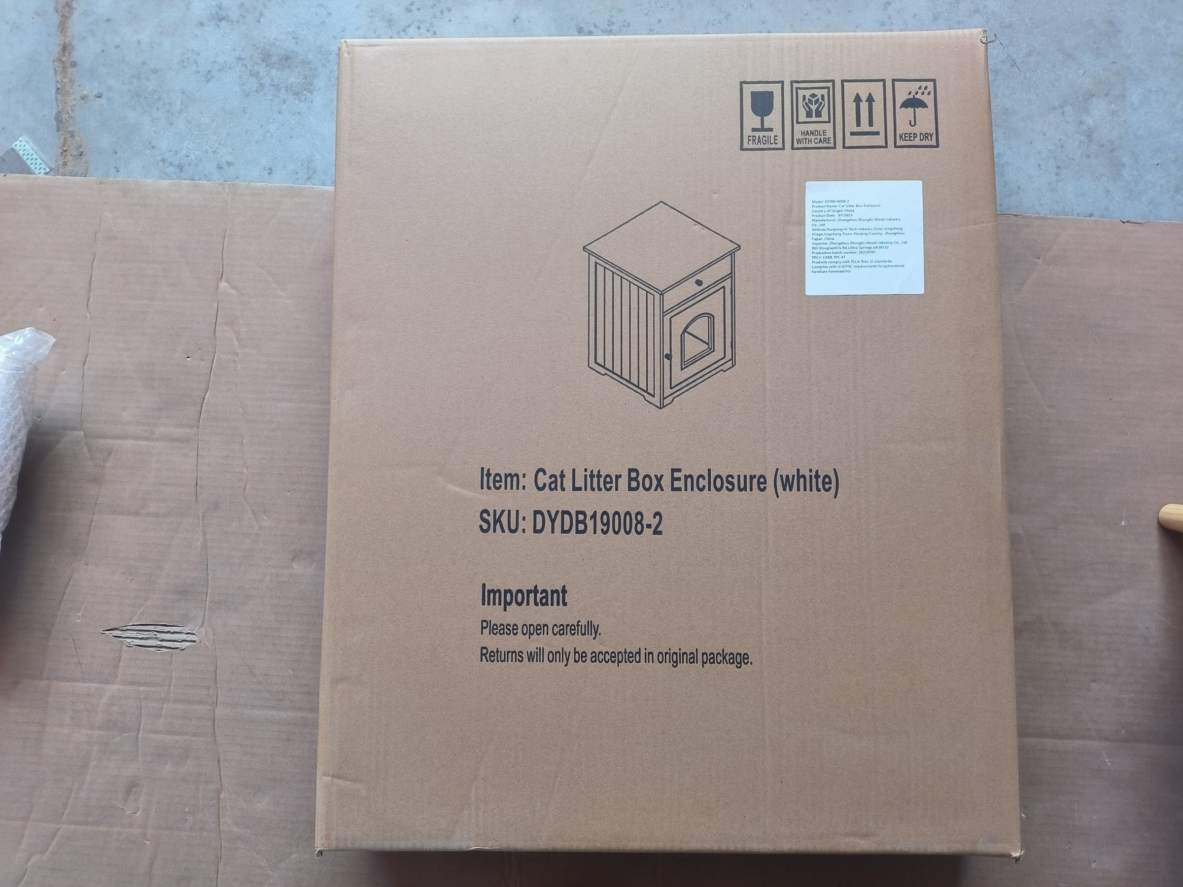 Wooden Cat Litter Box Enclosure with Drawer – MDF Pet House Side Table