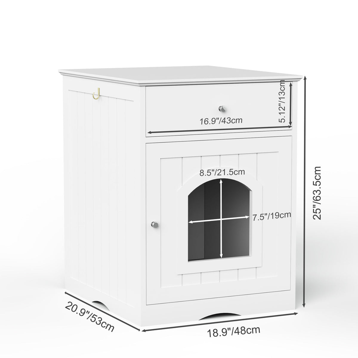 Wooden Cat Litter Box Enclosure with Drawer – MDF Pet House Side Table