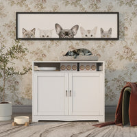 Hidden Cat Litter Box Furniture with Storage Bench , Wooden Pet House