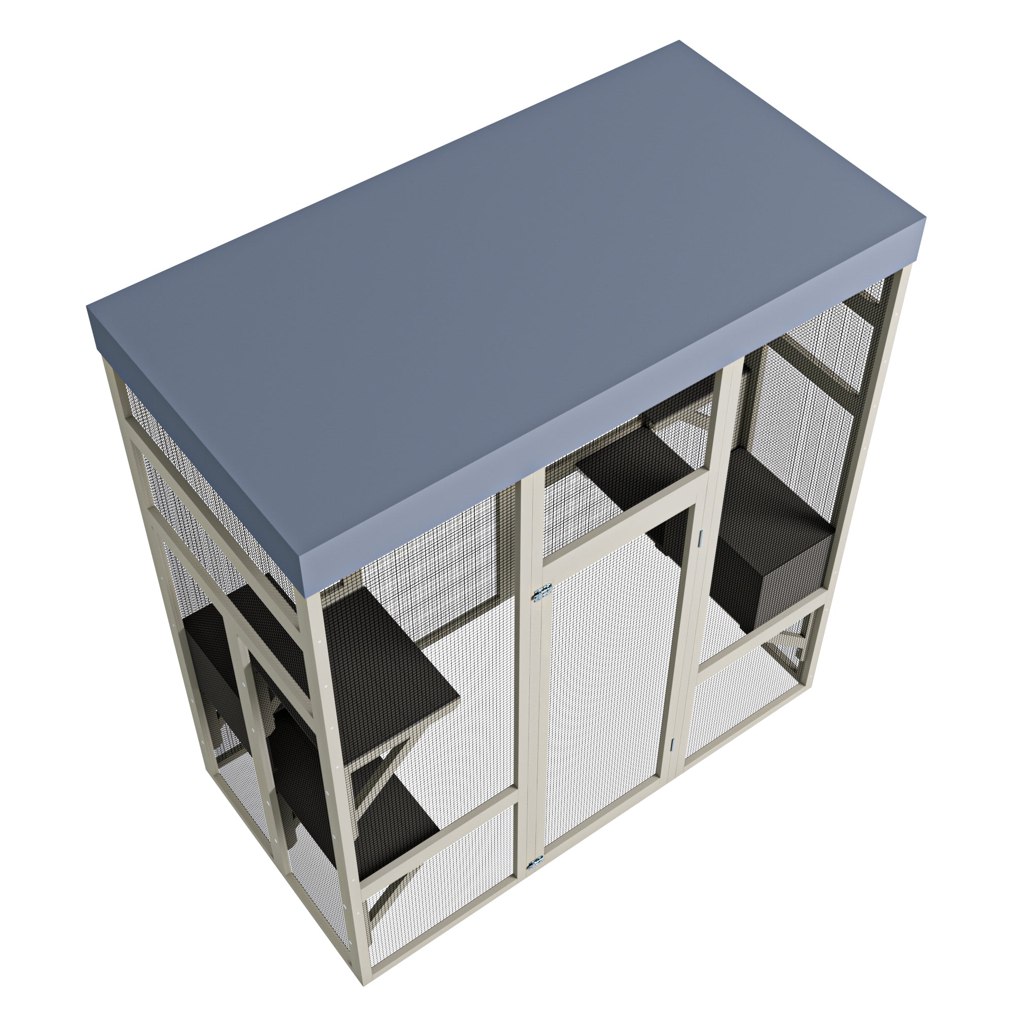 Gray Wooden Outdoor Catio Pet Enclosure – Waterproof Cat House & Small