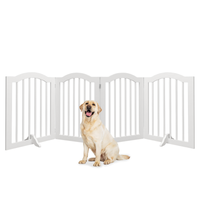 27.6" Tall Freestanding Wooden Pet Gate – Foldable 4-Panel Dog Safety