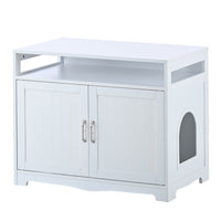 Hidden Cat Litter Box Furniture with Storage Bench , Wooden Pet House