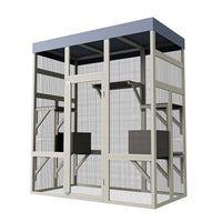 Gray Wooden Outdoor Catio Pet Enclosure – Waterproof Cat House & Small