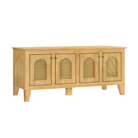 Rattan Wooden Dog Crate Cabinet with Storage – Indoor Rubber Wood Pet