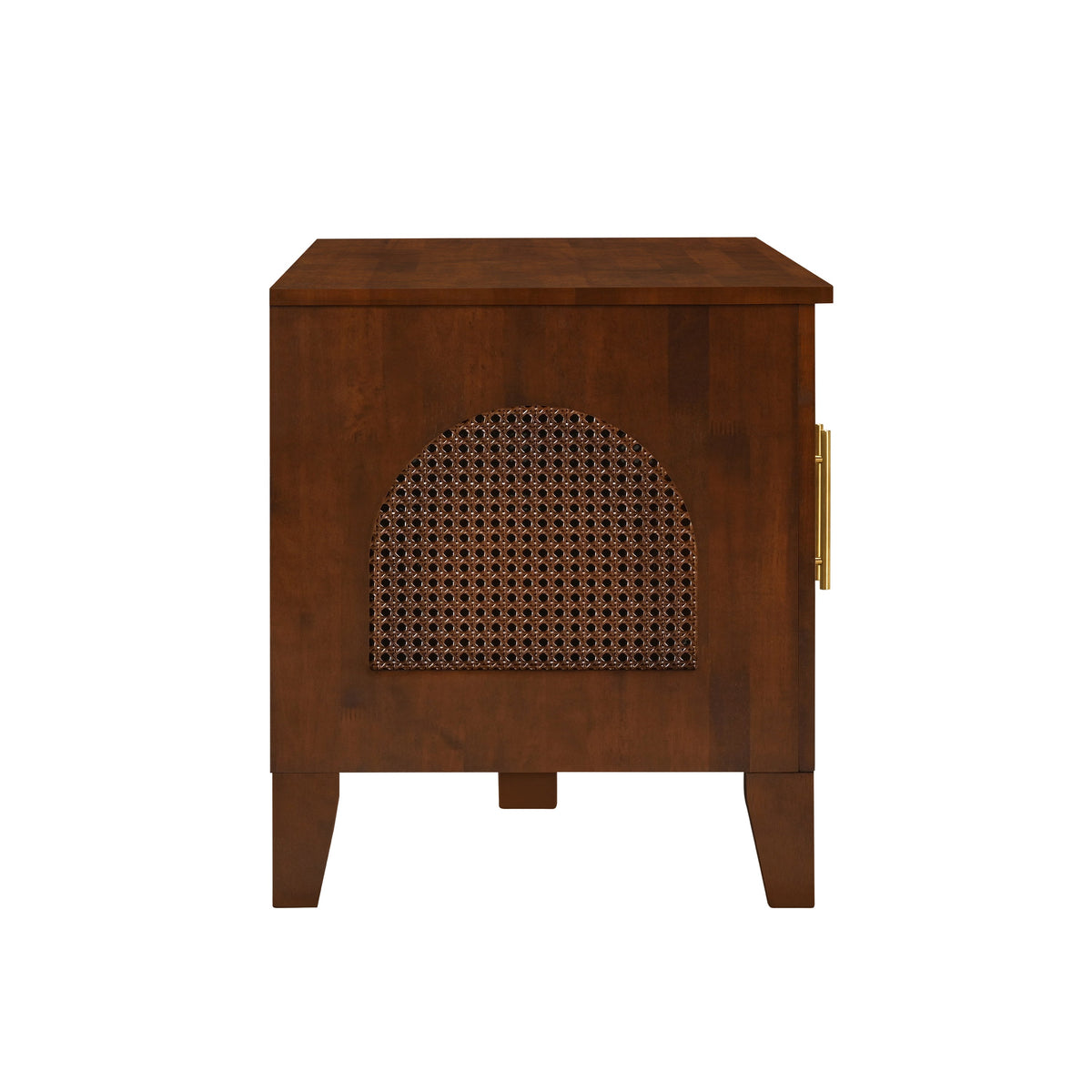 Rattan Wooden Dog Crate Cabinet with Storage – Indoor Rubber Wood Pet