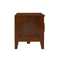 Rattan Wooden Dog Crate Cabinet with Storage – Indoor Rubber Wood Pet