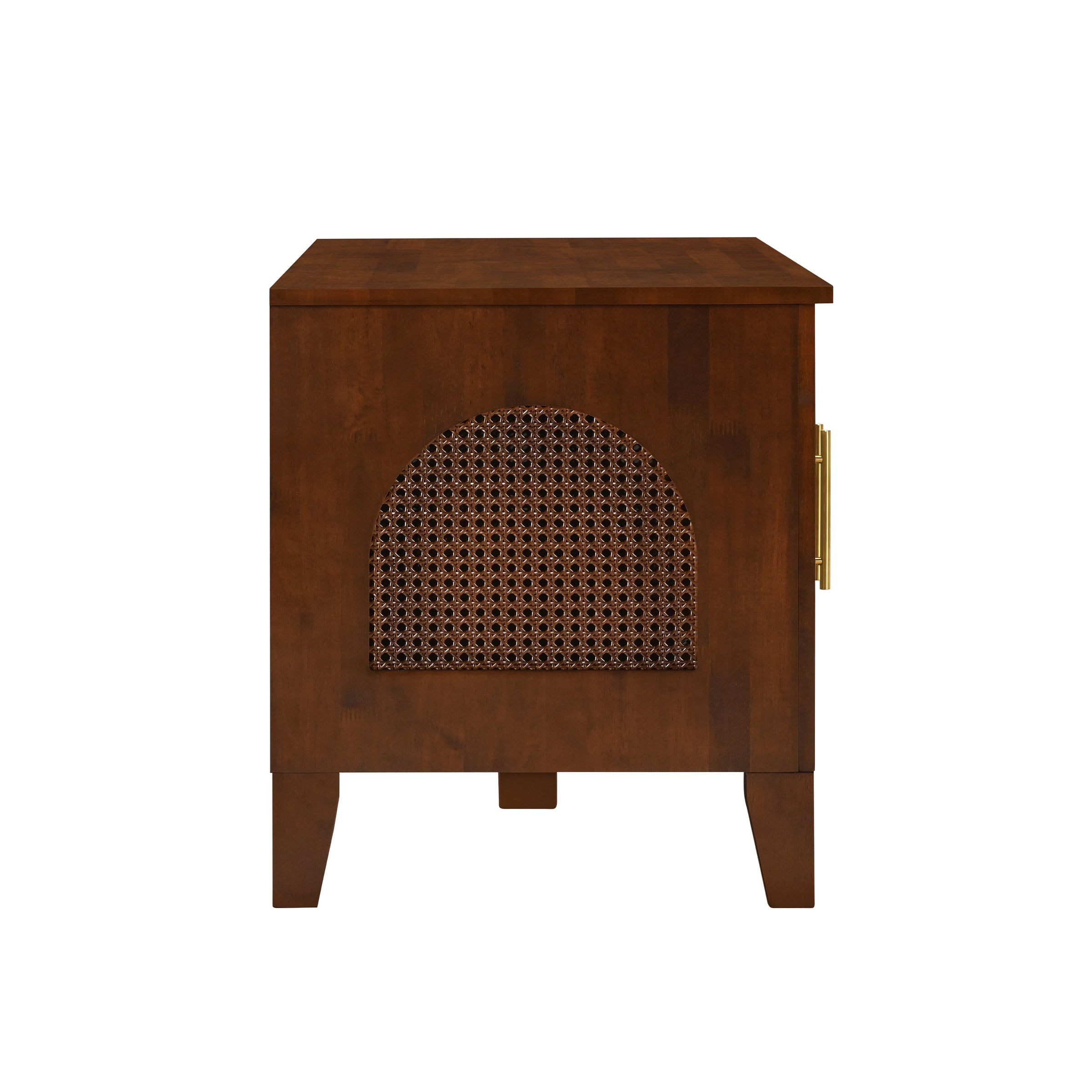 Rattan Wooden Dog Crate Cabinet with Storage – Indoor Rubber Wood Pet