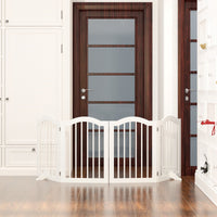 27.6" Tall Freestanding Wooden Pet Gate – Foldable 4-Panel Dog Safety
