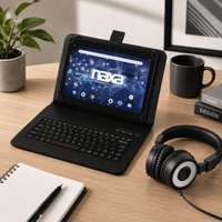 Naxa 10.1" Tablet w BT Keyboard, Case & Headphone Black - Refurbished